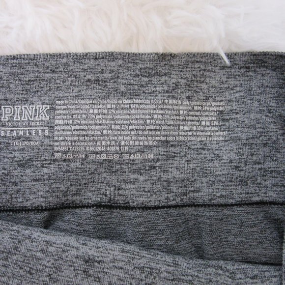 Pink Victorias Secret Leggings Gray and Black Heart on Bottom Size Large - Picture 7 of 7